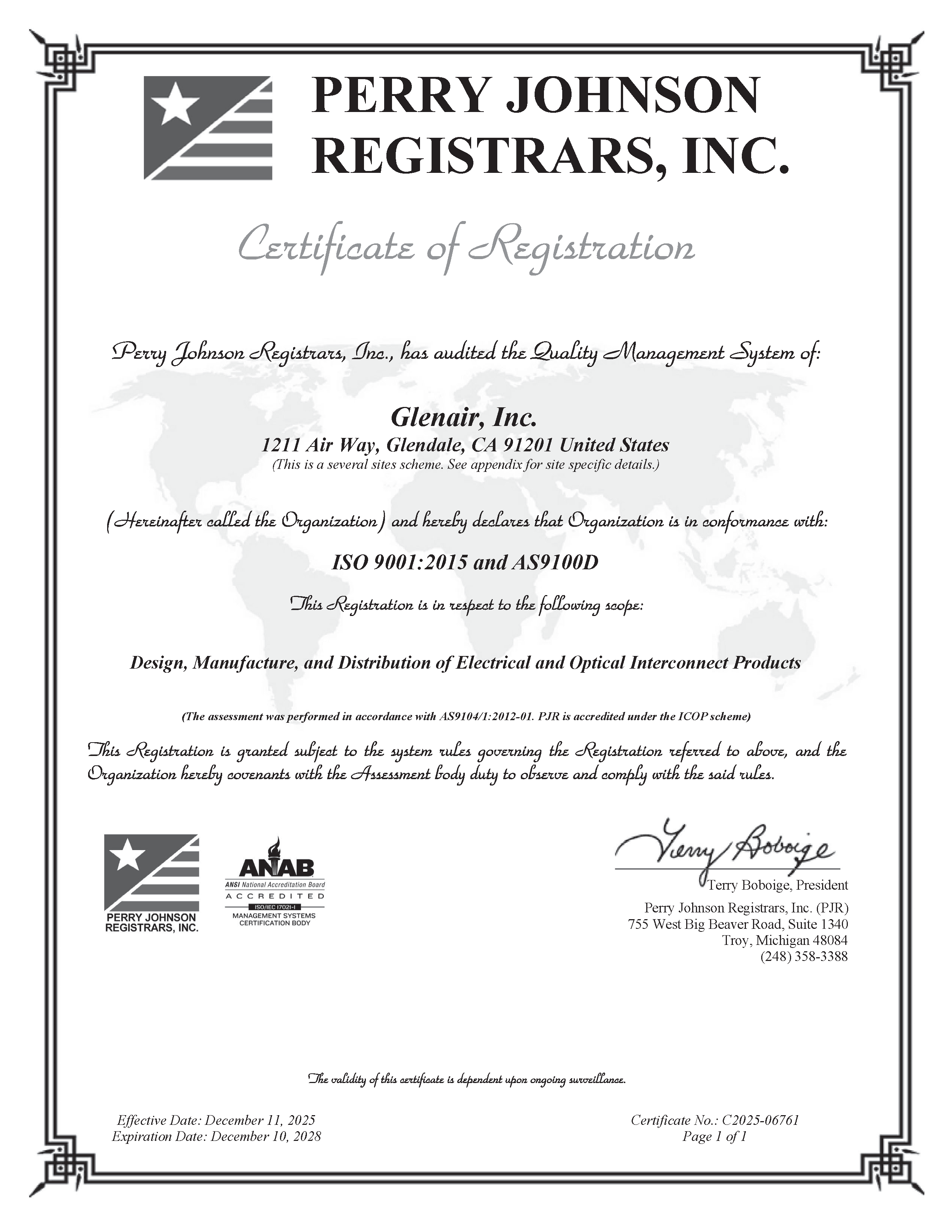 ISO 9001:2015 and AS9100D Certificate