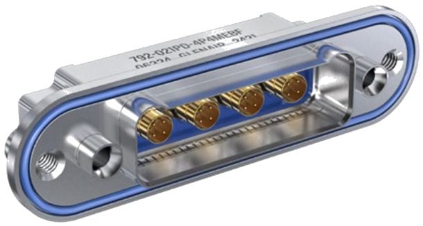 792-021 Panel Mount Quadrax PCB Receptacle, Straight PC Tails