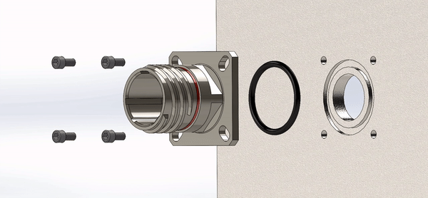 O-Ring Mounting Square Flange Hermetic Connectors