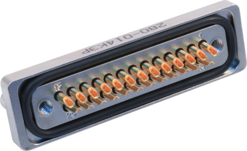 Glass-Sealed D-Sub Connector, Front Panel Mount – Rear Fasten, O-Ring Sealed, 280-014