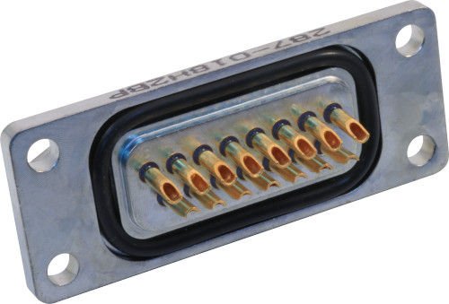 Glass-Sealed D-Sub Connector, Front Panel Mount – Front Fasten, O-Ring Sealed, 287-018