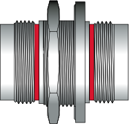 Hermetic Jam Nut Mount Bulkhead Feedthrough with Pin-Pin, Pin-Socket, or Socket-Socket, 802-055