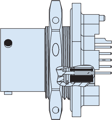 Jam-Nut Receptacle with PCB Standoff, 806B-021