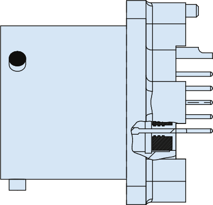 Square-Flange Receptacle with PCB Standoff, 806B-022