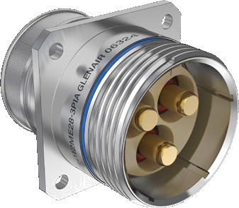 Wall-Mount Receptacle, Bus Bar and Lug Contacts, Bonded Grommet for TurboFlex or Tape-Wrapped Wire 972-012