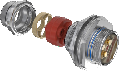 Jam-Nut Receptacle with Banding Platform, Compression Grommet for Tape-Wrapped or Extrusion-Insulated Wire 972-103