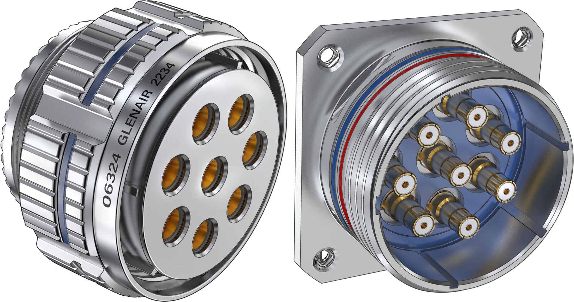 SuperNine RF MIL-DTL-38999 Series III Multi-Port RF Connectors for use with Size #8 BMB, Size #12 SMPM, and Size #16 SMPS Coaxial Contacts