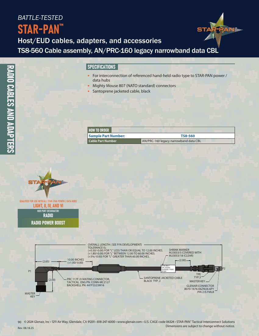 Cable Assembly, AN/PRC-160 Legacy Narrowband Data Cable TS8-560