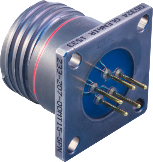 Sealed PCB Receptacle with Flush Flange, D38999 Type 233-207