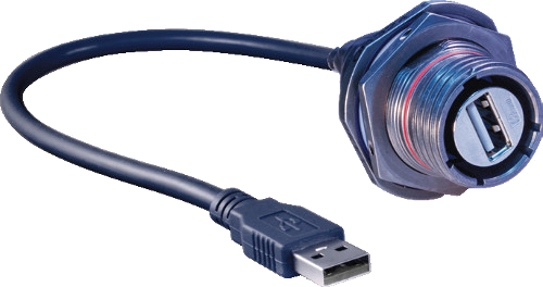 2330-0069 Glenair SuperSeal™ USB 2.0 cable jumpers, with SuperNine® connectors to standard USB Type A plug