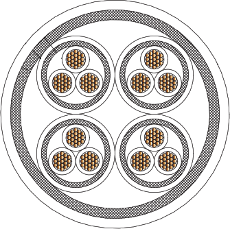 MIL-STAR Cable, Shielded Twisted Triple Wire Bundle, 968-043